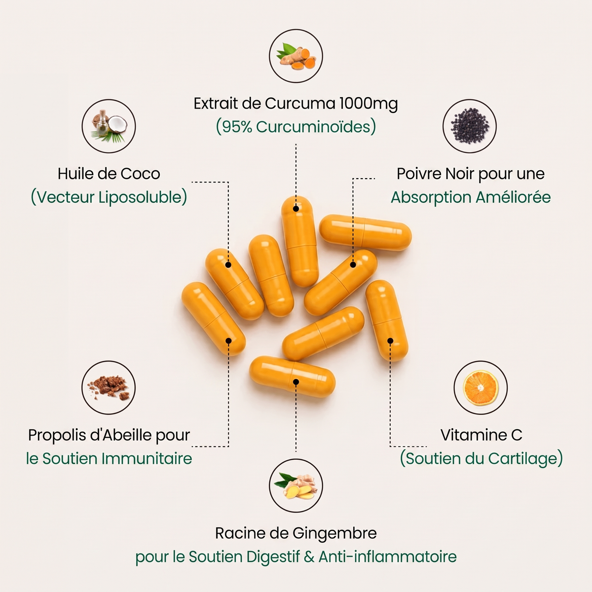 Bougez plus confortablement grâce au Curcuma & à la Curcumine (1 000 mg)