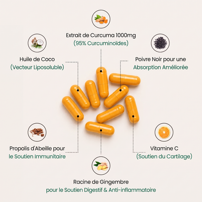 Bougez plus confortablement grâce au Curcuma & à la Curcumine (1 000 mg)