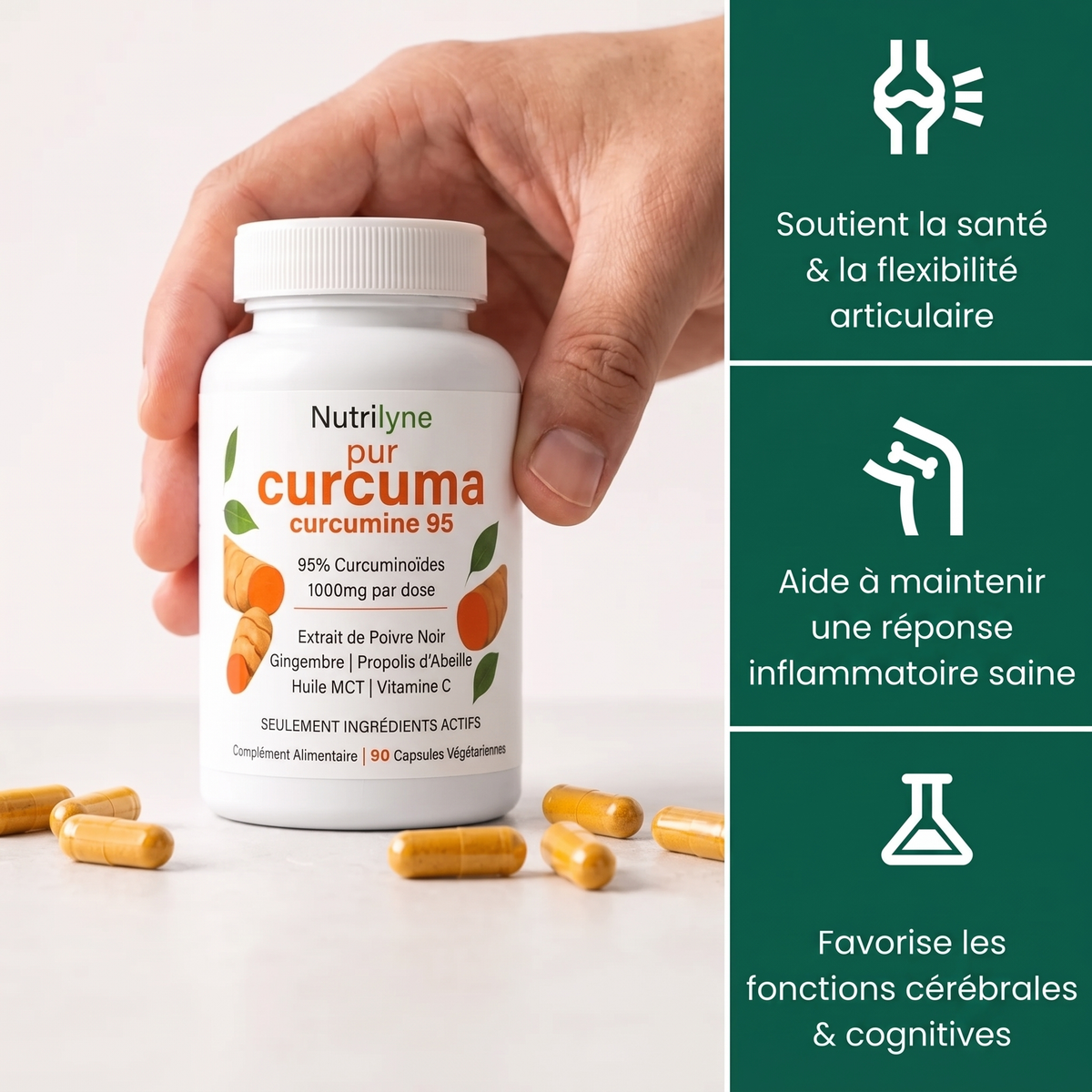 Bougez plus confortablement grâce au Curcuma & à la Curcumine (1 000 mg)