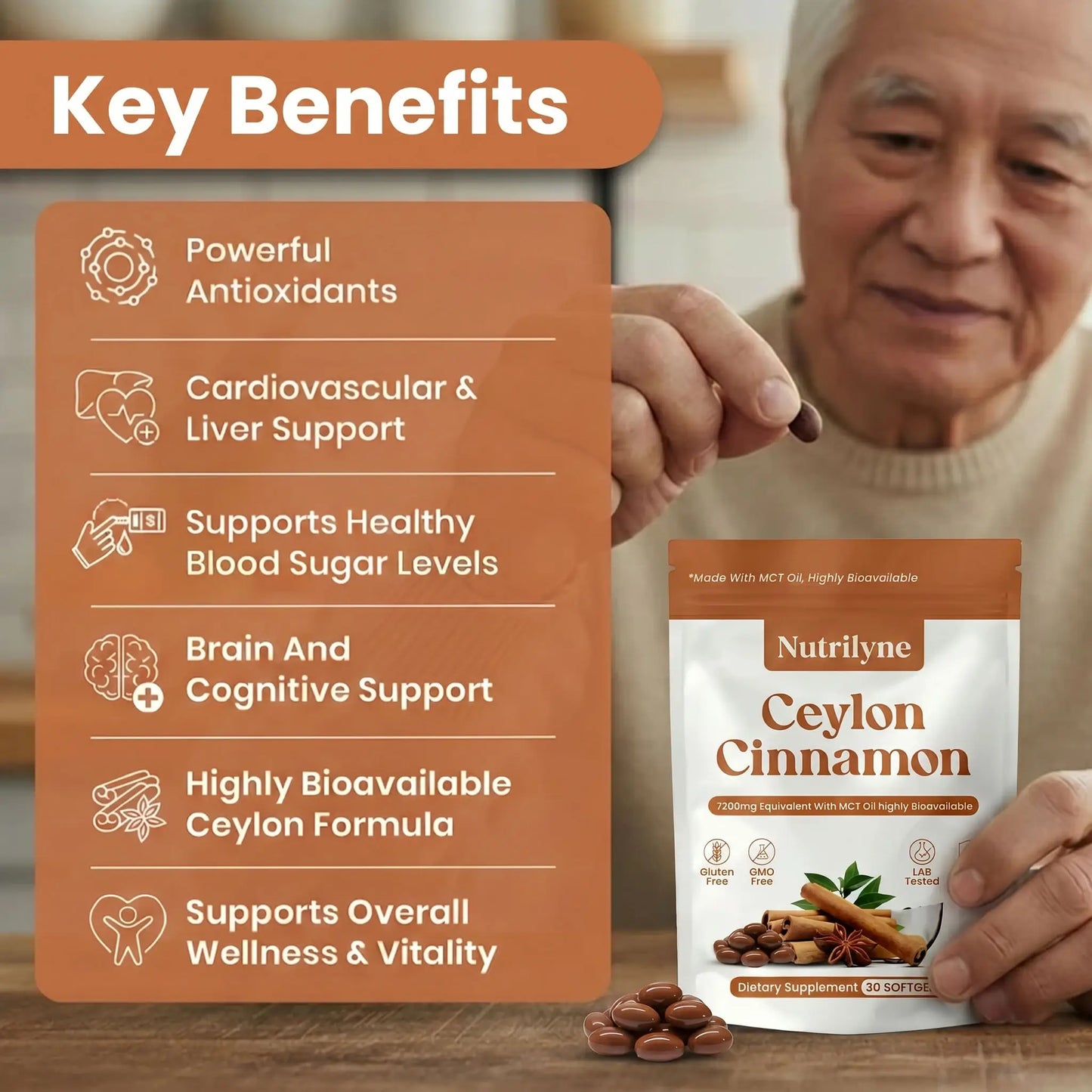 Ceylon Cinnamon 7200mg Equivalent Softgels with MCT Oil