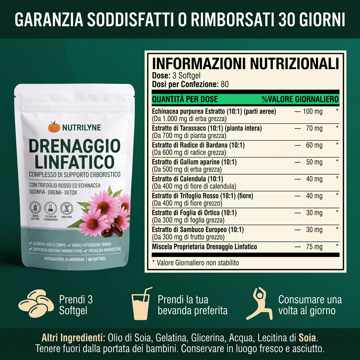 Nutrilyne | Capsule Drenanti Linfatiche alle 4 Erbe