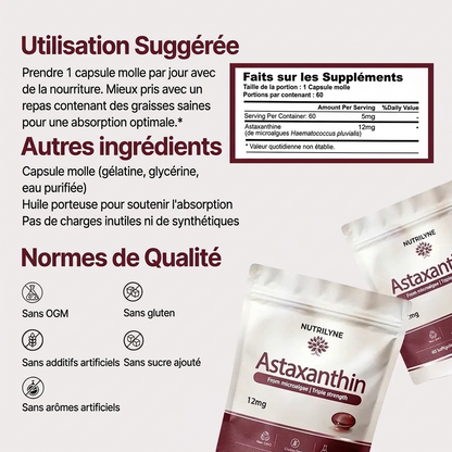 Astaxanthine Naturelle 12mg | Éclat, Vision & Vitalité