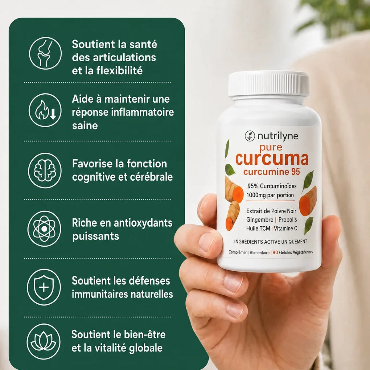 Bougez plus confortablement grâce au Curcuma & à la Curcumine (1 000 mg)